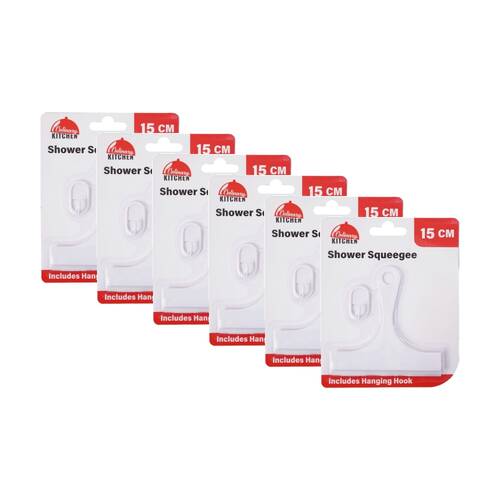 6PK Braz Squeegee Glass Shower Cleaner W/ Hanging Hook Handle 8.2x4x3.2cm White