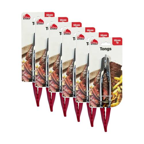 6PK Culinary Kitchen Stainless Steel Tongs W/ Silicone Tip Cooking Utensil 17cm