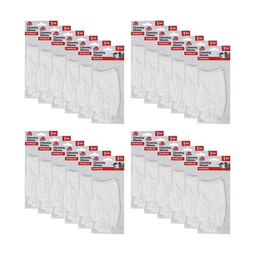 24x 2pc Braz Stretchable Felxible Fit Cleaning Gloves White