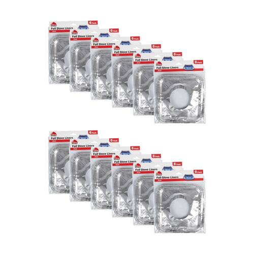 12x 6pc Braz Square Disposable Foil Spill Catcher Stove Liners 21cm Silver