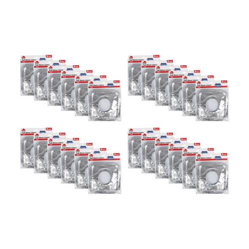 24x 6pc Braz Square Disposable Foil Spill Catcher Stove Liners 21cm Silver