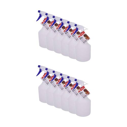 12PK Braz Plastic Water Sprayer Cleaning Bottle W/ Nozzle Trigger 750ml White