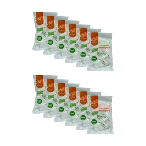 12x 100pc Braz Disposable Non Slip Cleaning Gloves White/Grey