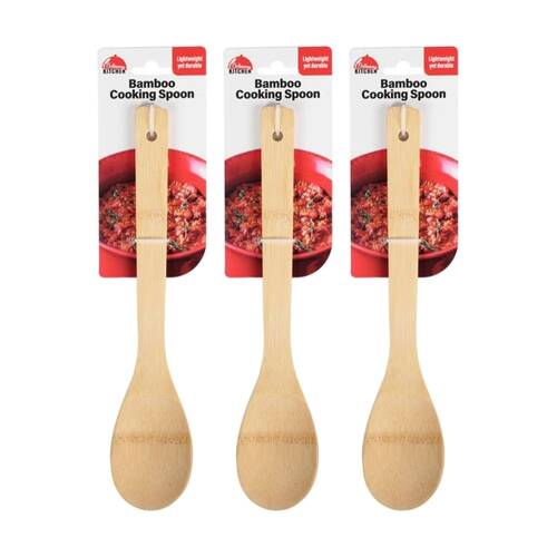 3PK Culinary Kitchen Lightweight Cooking Spoon W/ Hanging Hole Utensil Bamboo