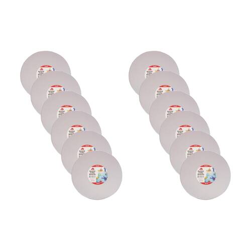 12x 2pc Culinary Kitchen Round Presentation Base Cake Boards 25x0.3cm White
