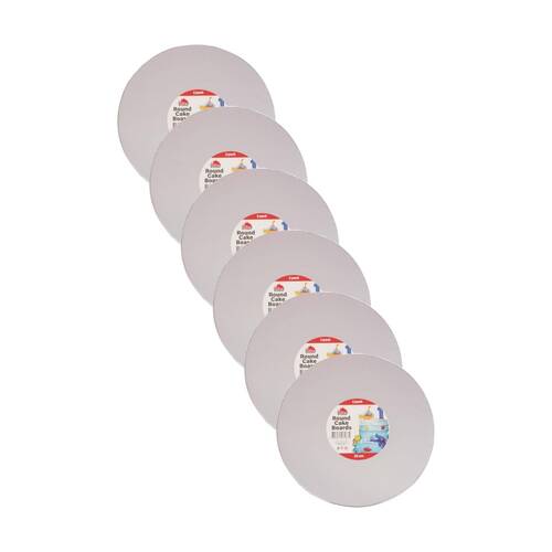 6x 2pc Culinary Kitchen Round Presentation Base Cake Boards 25x0.3cm White