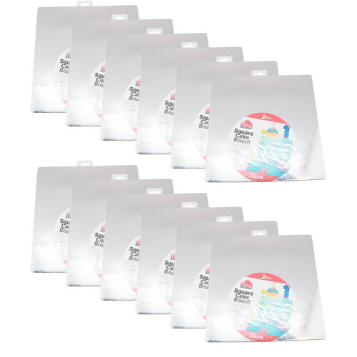12x 2pc Culinary Kitchen Square Presentation Base Cake Boards 25x0.3cm White