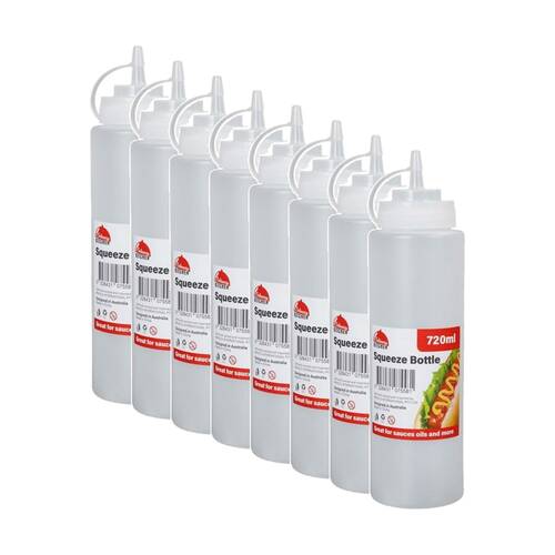 8PK Culinary Kitchen Plastic Squeeze Bottle Sauce Dispenser 700ml White