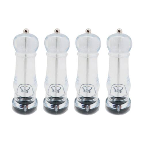 4PK Braz Plastic Salt Or Pepper Grinder W/ Twist 17cm Clear