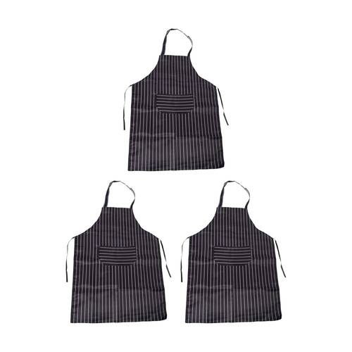 3PK Braz Polyester Kitchen & Dining Apron Black/White Stripes