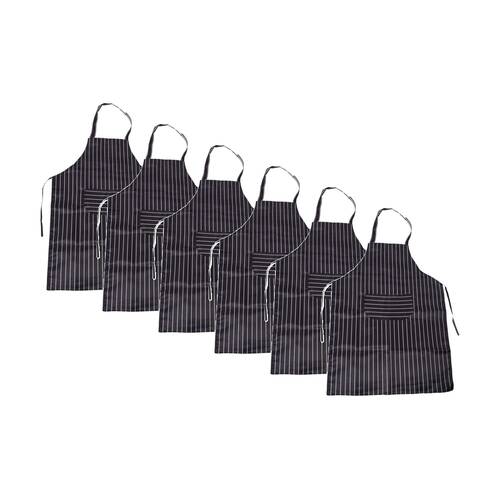 6PK Braz Polyester Kitchen & Dining Apron Black/White Stripes