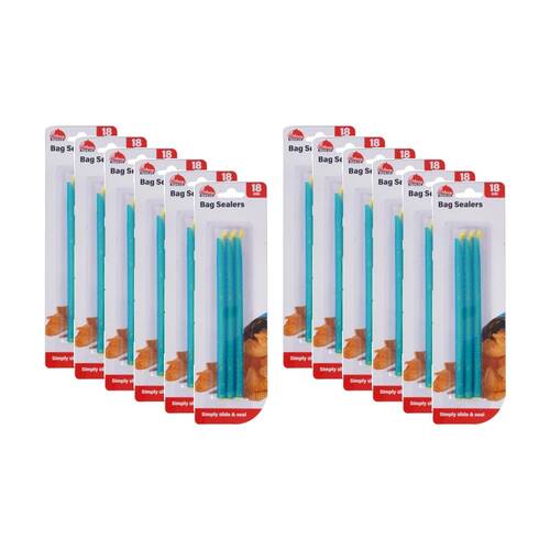 12x 3pc Braz Reusable Food Storage Long Bag Sealers 18.5cm Blue