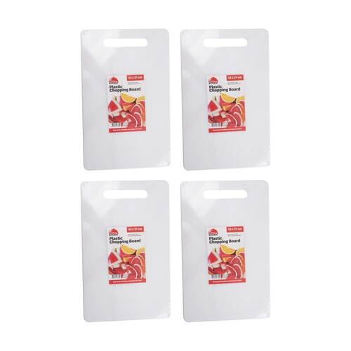 4PK Culinary Kitchen Plastic Rectangular Chopping Board 43x27cm White
