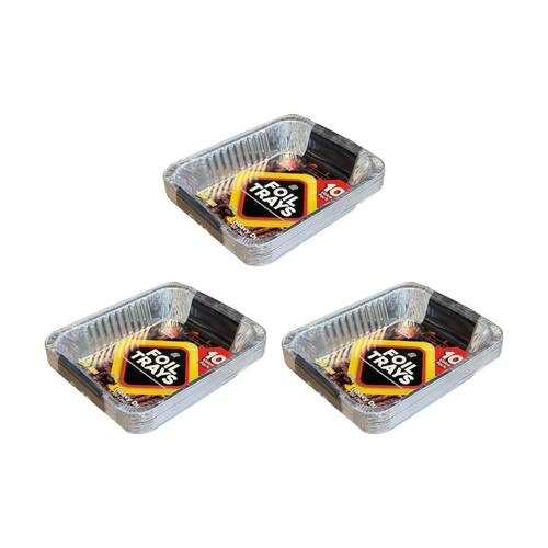 3x 10pc Braz Aluminium Foil Disposable Rectangle Trays Serveware 32x26x6cm
