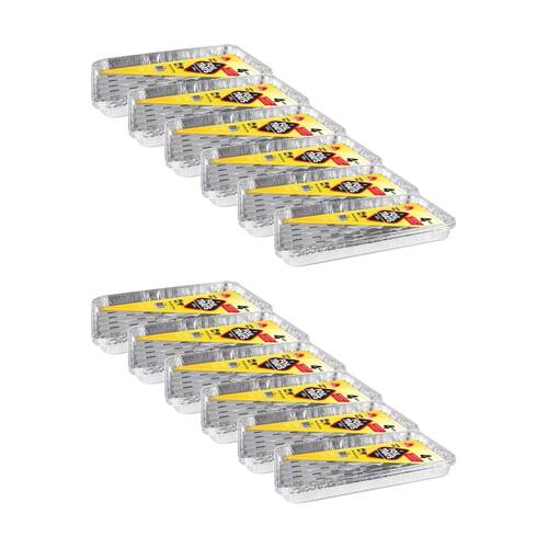 12x 4pc Braz Aluminium Foil Disposable Grill Trays 34x23x2cm Silver