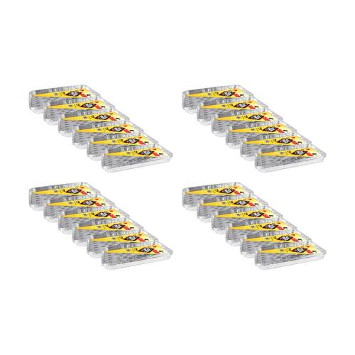 24x 4pc Braz Aluminium Foil Disposable Grill Trays 34x23x2cm Silver