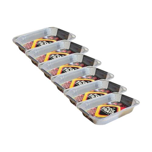 6x 3pc Braz Aluminium Foil Disposable Rectangle Trays 46x34x6cm Silver