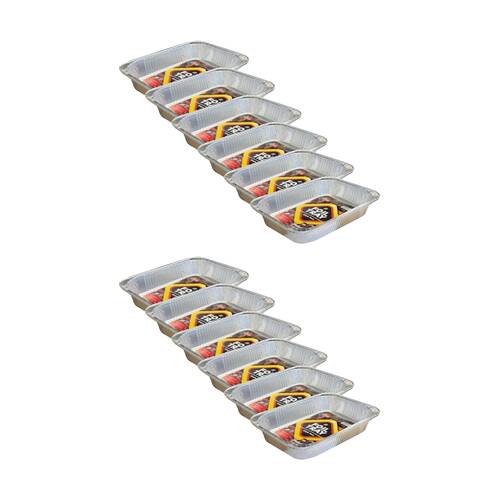 12PK Braz Aluminium Foil Disposable Rectangle Tray 46x34x6cm Silver