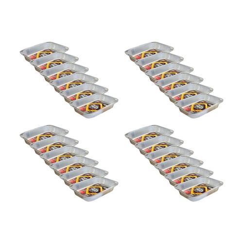 24PK Braz Aluminium Foil Disposable Rectangle Tray 46x34x6cm Silver