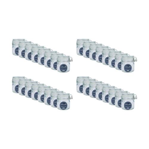 32PK Olivelle Glass Storage Jar W/ Metal Clasp & Airtight Clip Lid 100ml Clear