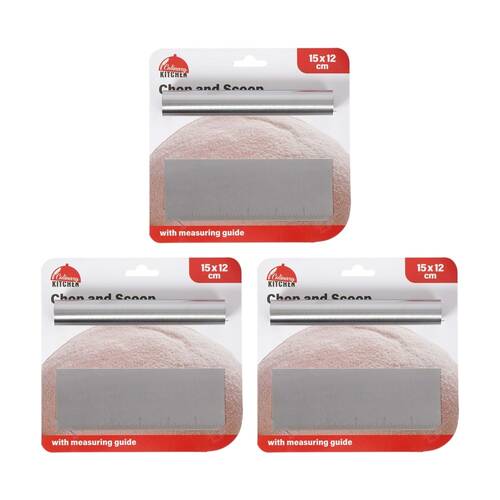 3PK Braz Chop And Scoop Stainless Steel Kitchen Tool Measuring Guide 15x12cm