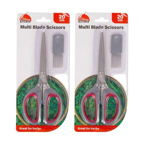 2PK Culinary Kitchen Multi Blade Scissors Shears W/ Comb & Cover 20cm