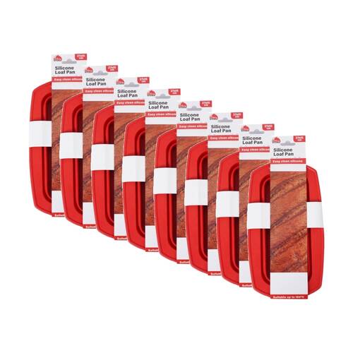 8PK Culinary Kitchen Silicone Non-Stick Oven Safe Loaf Pan 27x14x6cm Red