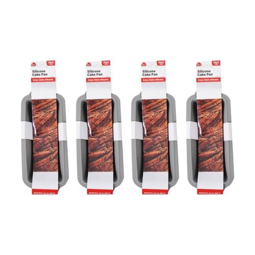 4PK Culinary Kitchen Silicone Non-Stick Oven Safe Loaf Pan 30x15x7cm Grey