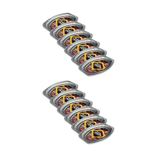 12PK Braz Aluminium Foil Disposable Oval Trays Serveware 42x28cm Silver