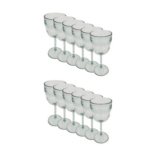 12PK Braz Recycled Look Wine Drinking Glass Tumbler Drinkware Clear
