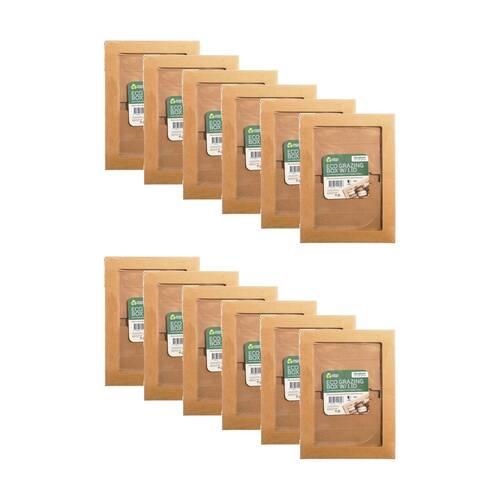 12PK Braz Earth Friendly Grazing Box W/ Transparent Window Lid Medium 35x25x8cm