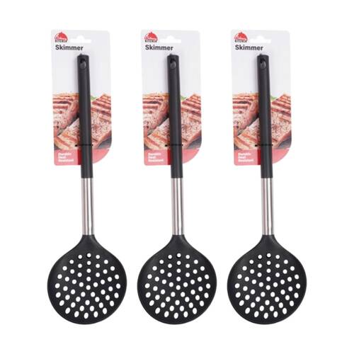 3PK Culinary Kitchen Nylon Stainless Steel Skimmer Cooking Utensil 30cm