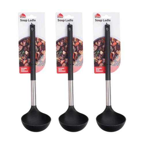 3PK Culinary Kitchen Nylon Stainless Steel Ladle Cooking Utensil 30cm