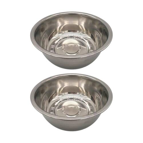 2PK Braz Stainless Steel Kitchen Prep Mixing Bowl Serving Serveware 38cm Silver