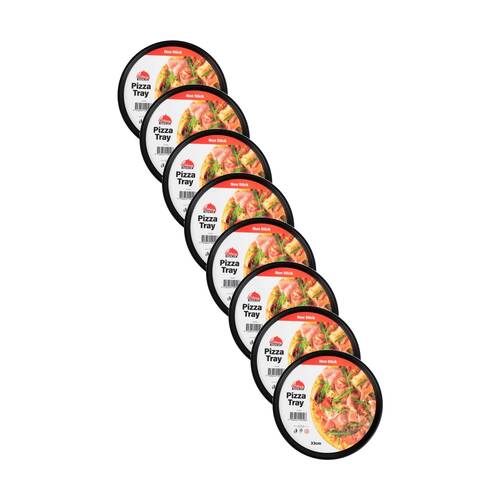 8PK Culinary Kitchen Non-Stick Round Pizza Crisp Baking Pan Tray 32cm