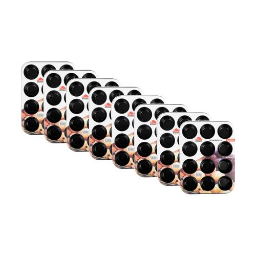 8PK Culinary Kitchen Non-Stick 12 Cup Rectangular Muffin Baking Pan Tray 35x26cm