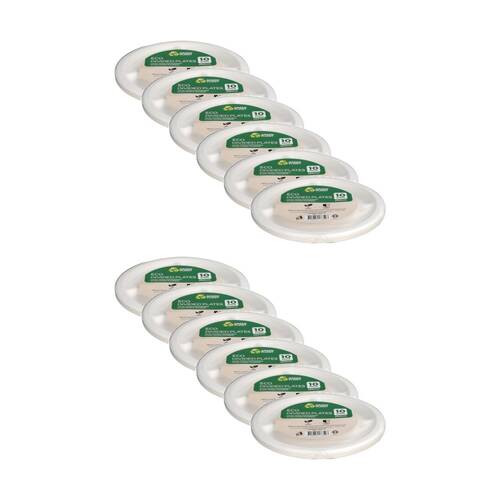 12x 10pc Braz Earth Friendly Disposable Round Divided Plates Tableware 23cm