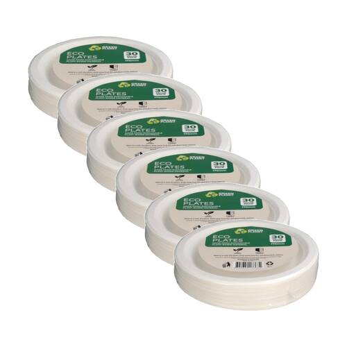 6x 30pc Braz Earth Friendly Disposable Round Plates Tableware Serveware 17cm