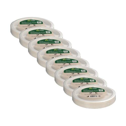 8x 30pc Braz Earth Friendly Disposable Round Divided Plates Tableware 23cm