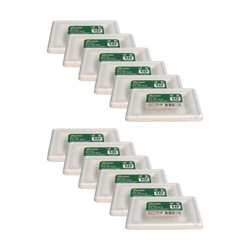 12x 10pc Braz Earth Friendly Disposable Square Plates Tableware Serveware 16cm