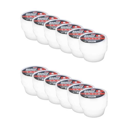 12x 8pc Braz Reusable Round Food Storage Containers W/ Lids 300ml Clear