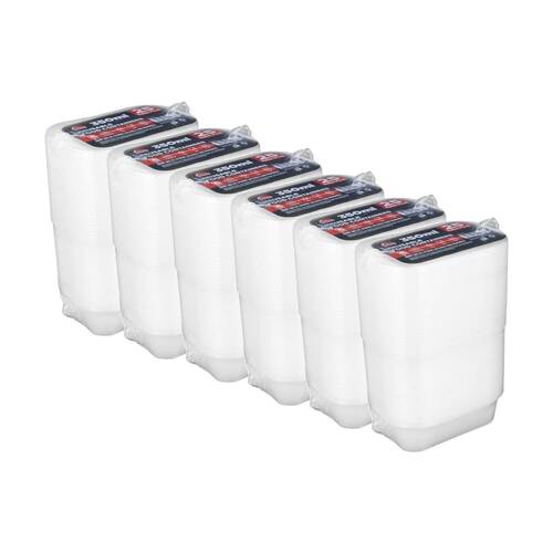 6x 25pc Braz Reusable Rectangular Food Storage Containers W/ Lids 350ml Clear