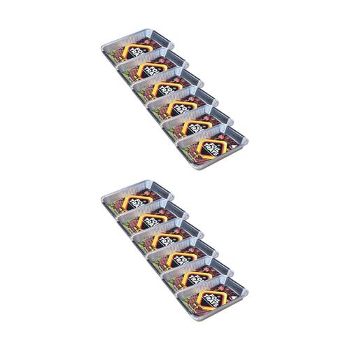 12x 4pc Braz Aluminium Foil Disposable Rectangle Trays Small 31x21x5cm Silver
