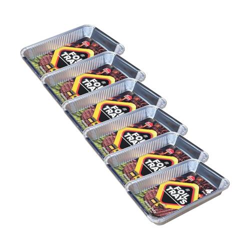 6x 4pc Braz Aluminium Foil Disposable Rectangle Trays Small 31x21x5cm Silver