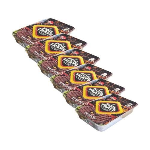 6x 2pc Braz Aluminium Foil Disposable Rectangle Trays W/ Lids 31x21x5cm Silver