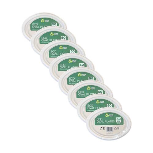 8x 50pc Braz Earth Friendly Disposable Oval Plates Tableware Serveware 26cm