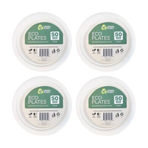 4x 50pc Braz Earth Friendly Disposable Plates Tableware Serveware 17cm