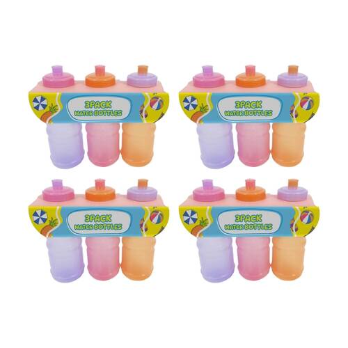 4x 3pc Drink More H2O Kids Water/Drink Bottle Set Multicoloured 550mL
