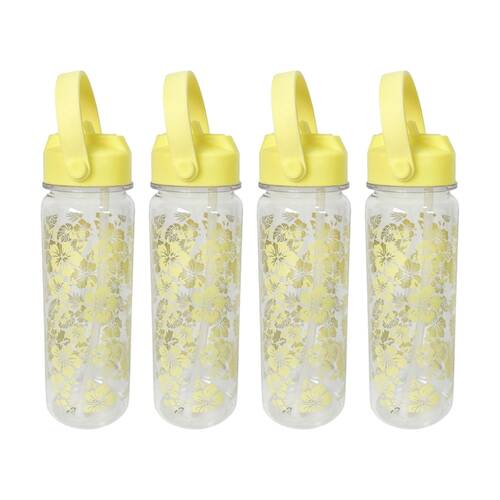 4PK Braz Printed Drinking Water Bottle W/ Screw Lid 700ml Assorted
