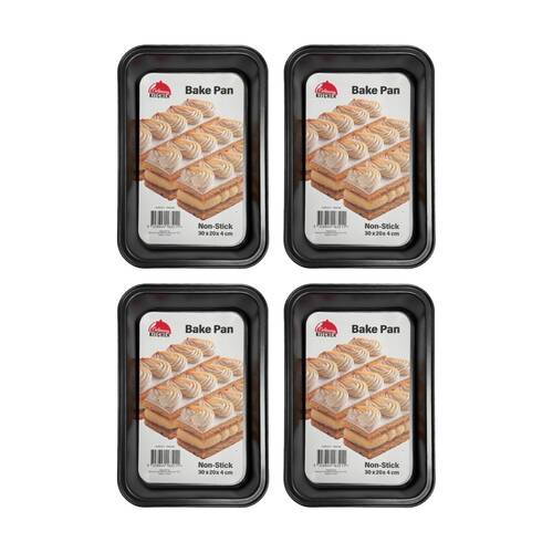 4PK Culinary Kitchen Non-Stick Rectangular Baking Pan Tray 30x20x4cm